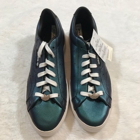 NEW Adidas REFLECTIVE Sleek WOMENS 9 Sneaker FV3403 BLUE REFLECTIVE OIL SLICK NW - Picture 2 of 10